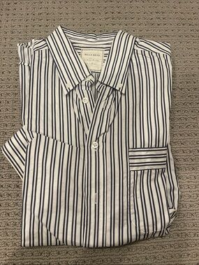 Billy Reid White and black Vertical Stripe Button-Down Shirt